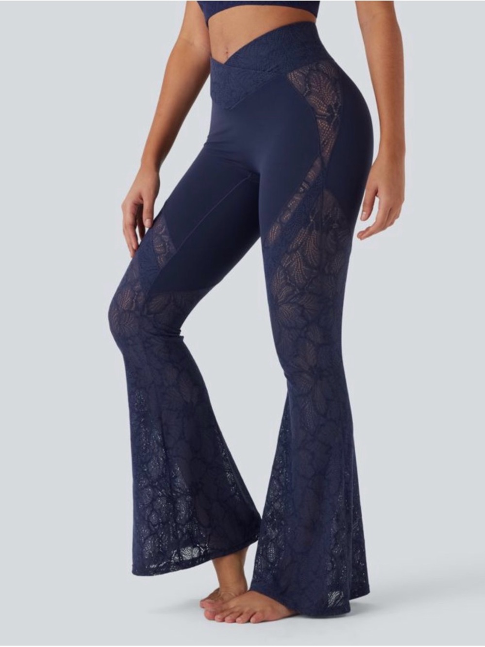 HALARA Navy Lace Flare Yoga Pants
